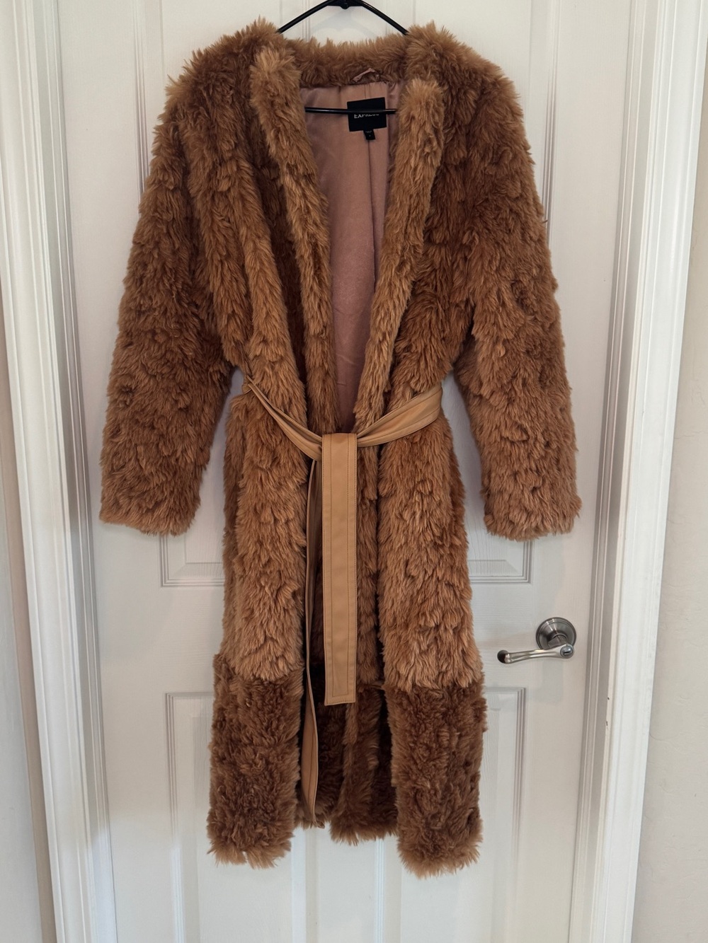 Express Plush Faux Fur Jacket in Camel - Picture 8 of 8